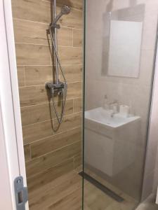 a bathroom with a shower and a sink at LAGATOR LUX in Loznica