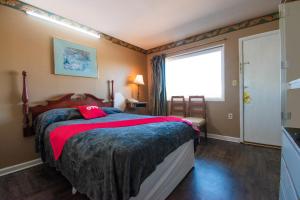Un dormitorio con una cama grande y una ventana en OYO Hotel Calhoun, GA I-75 en Calhoun