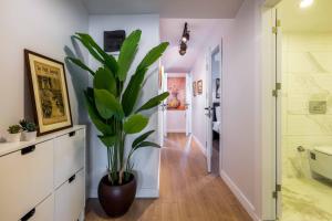a bathroom with a potted plant in a hallway at Monnas Suite in Istanbul +190 photos