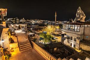 an aerial view of a city at night at Goreme House in Goreme