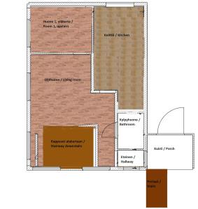 un plan d'étage des travaux de rénovation proposés dans un bâtiment dans l'établissement Big Duplex, 15min to Turku or Naantali, à Turku