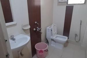 海得拉巴的住宿－2 BHK Fully Furnished in Kukatpally #201，浴室配有盥洗盆、卫生间和盥洗盆。