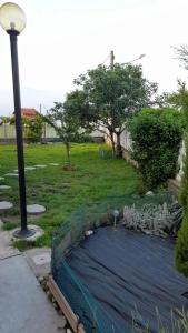 un giardino con un telone nero per terra di Villa Pia a Casalgrasso