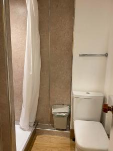 a bathroom with a toilet and a shower at EDI b&b in Edinburgh