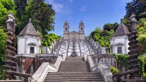 an old castle with stairs leading up to it at Habtiar Guest House in Braga +28 photos