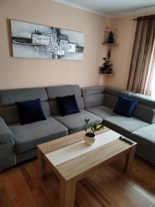 a living room with a couch and a coffee table at Apartman Grbić in Vodnjan