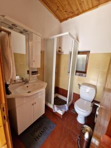 a bathroom with a toilet and a sink at Afroditi's 1 in Eresos +93 photos