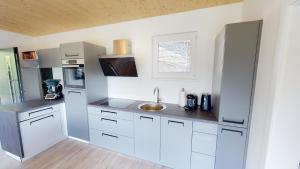 Η κουζίνα ή μικρή κουζίνα στο Modernes Ferienhaus mit Panoramablick