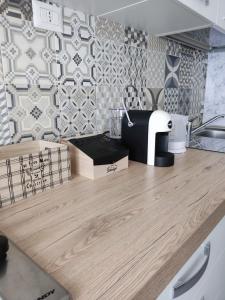 una cucina con bancone e tostapane di Appartamento Conte Verde a Vercelli