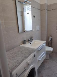 bagno con lavatrice e lavandino di Appartamento Conte Verde a Vercelli