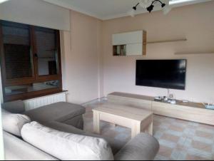 a living room with a couch and a tv at CASA FREDO in Cóbreces