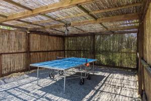 a ping pong table in a shed at VILLA MONTE PARDAL w/ Heated Pool in Natural Park in Moncarapacho