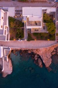 an aerial view of a house next to the ocean at Spilia Retreat in Kamares