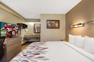 מיטה או מיטות בחדר ב-Red Roof Inn Asheville - Biltmore West
