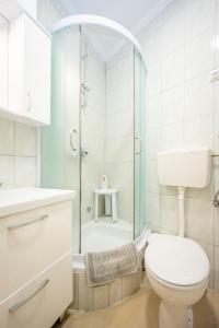 a bathroom with a toilet and a shower at Apartment Bosanska in Split