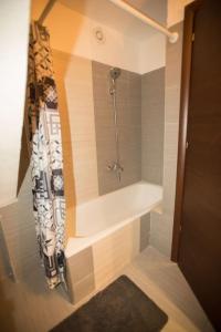 a bathroom with a shower and a bath tub at My Greko Home in Neoi Epivates +15 photos