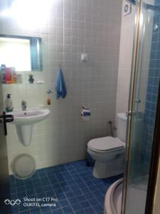 a bathroom with a toilet and a sink at Апартамент Тита in Burgas