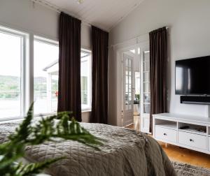 TV a/nebo společenská místnost v ubytování Exclusive house with private boathouse