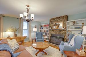 a living room with a couch and a fireplace at Mtn Views and Epic Sunsets Private Weaverville Home in Weaverville