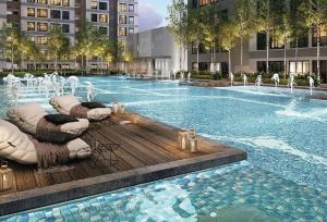 un artiste rendant une piscine dans un bâtiment dans l'établissement 1 Dream Home @ Canopy Hills 2房1厕完美与齐全设备10分钟到达 UKM, à Kajang