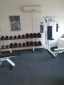 a room with a gym with a bunch of weights at COSY MARSHALLs in Johannesburg