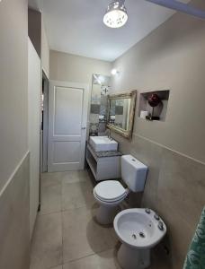 La salle de bains est pourvue de toilettes blanches et d'un lavabo. dans l'établissement ACHALAY, Alquileres temporarios Catamarca. DPTOS CENTRICOS HERMOSOS, à San Fernando del Valle de Catamarca