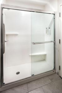 - une cabine de douche en verre dans la salle de bains dans l'établissement Fairfield Inn & Suites by Marriott Jacksonville, à Jacksonville