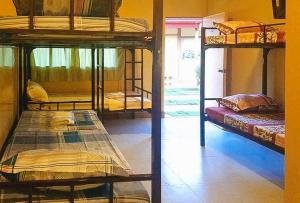 a room with two bunk beds in a room at Shandy's Transient House in Palompon