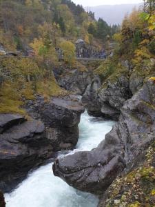 a river in a mountain with rocks and trees at New, Mountain paradise, fishing, biking, mountaineering in Tyinkrysset