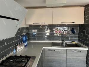 a kitchen with a sink and a stove at Le Palme di Riace 1 in Riace Marina