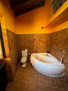 a bathroom with a tub and a toilet in it at Old Village Linda - Tra Lunigiana & Cinque Terre in Comano