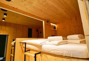 Postel nebo postele na pokoji v ubytování Ljubljana Capsule Hostel