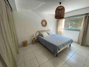 a bedroom with a bed and a large window at Cocon les pieds dans l'eau Accès direct à la mer in La Ciotat