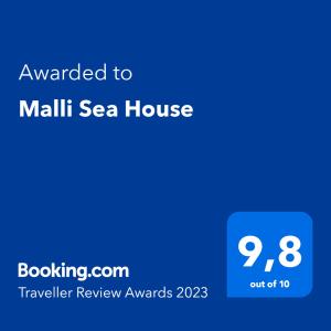 ใบรับรอง รางวัล เครื่องหมาย หรือเอกสารอื่น ๆ ที่จัดแสดงไว้ที่ Malli Sea House