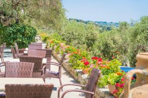 una fila de sillas y flores en un jardín en Hotel Orsa Maggiore, en Castro di Lecce
