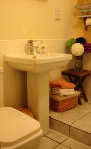 a bathroom with a white sink and a toilet at Westview Accommodation in Stornoway