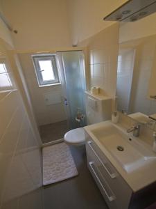 a bathroom with a sink and a toilet and a shower at Apartment Manuela in Dubrovnik