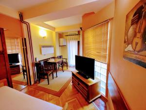 TV a/nebo společenská místnost v ubytování Hotel Kapistec Skopje