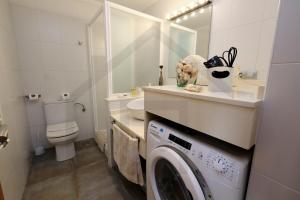 a bathroom with a washer and a sink and a washing machine at Apartamento La Muralla - Gijón in Gijón