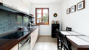 eine Küche mit einer Spüle und einer Arbeitsplatte in der Unterkunft Apartamenty Sun & Snow Okrzei Karpacz in Karpacz