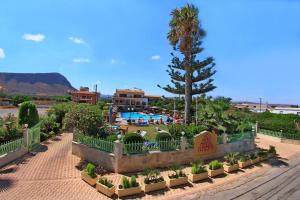 a resort with a swimming pool and a palm tree at Despo Hotel in Gouves