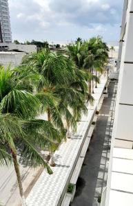een rij palmbomen op het balkon van een gebouw bij Apartamento bem localizado. in Praia Grande