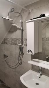 a bathroom with a sink and a shower at Apartman Tune 