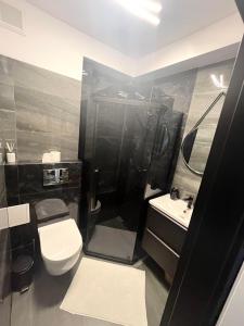 een badkamer met een toilet en een wastafel bij Apartament Ustroń in Ustroń