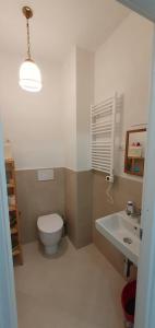 uma casa de banho com um WC e um lavatório em casa nel verde della Val di Vara em Serò