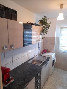 a kitchen with a sink and a counter top at Apartment Mia's Home in Orşova