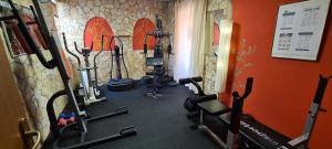 un gimnasio con varias máquinas de correr en una habitación en Bed & Breakfast Villa Adriana en Premantura