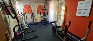 a gym with several tread machines in a room at Bed & Breakfast Villa Adriana in Premantura