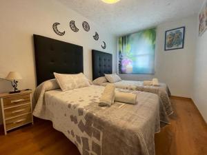 1 dormitorio con 2 camas y ventana grande en MERIDA LÚDICA centro a 5 min , parking privado en el edificio en Merida