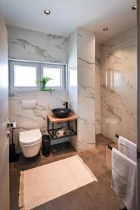 a bathroom with a toilet and a sink at Kuća za odmor Bubamara in Ravna Gora